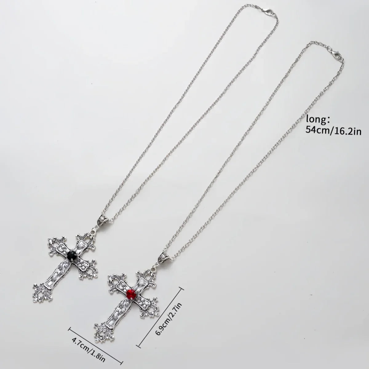 Punk Crystal Big Cross Pendant Necklaces