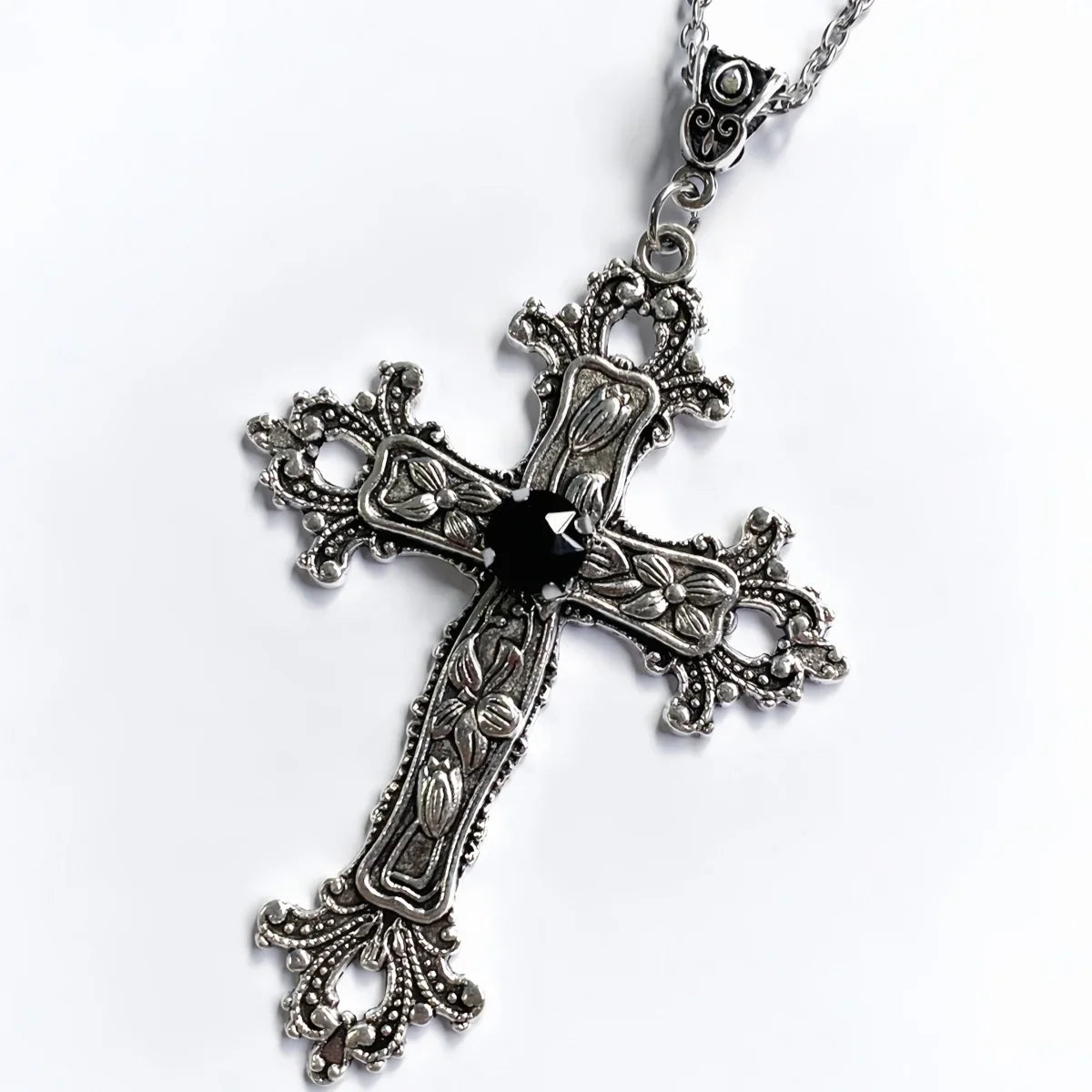 Punk Crystal Big Cross Pendant Necklaces