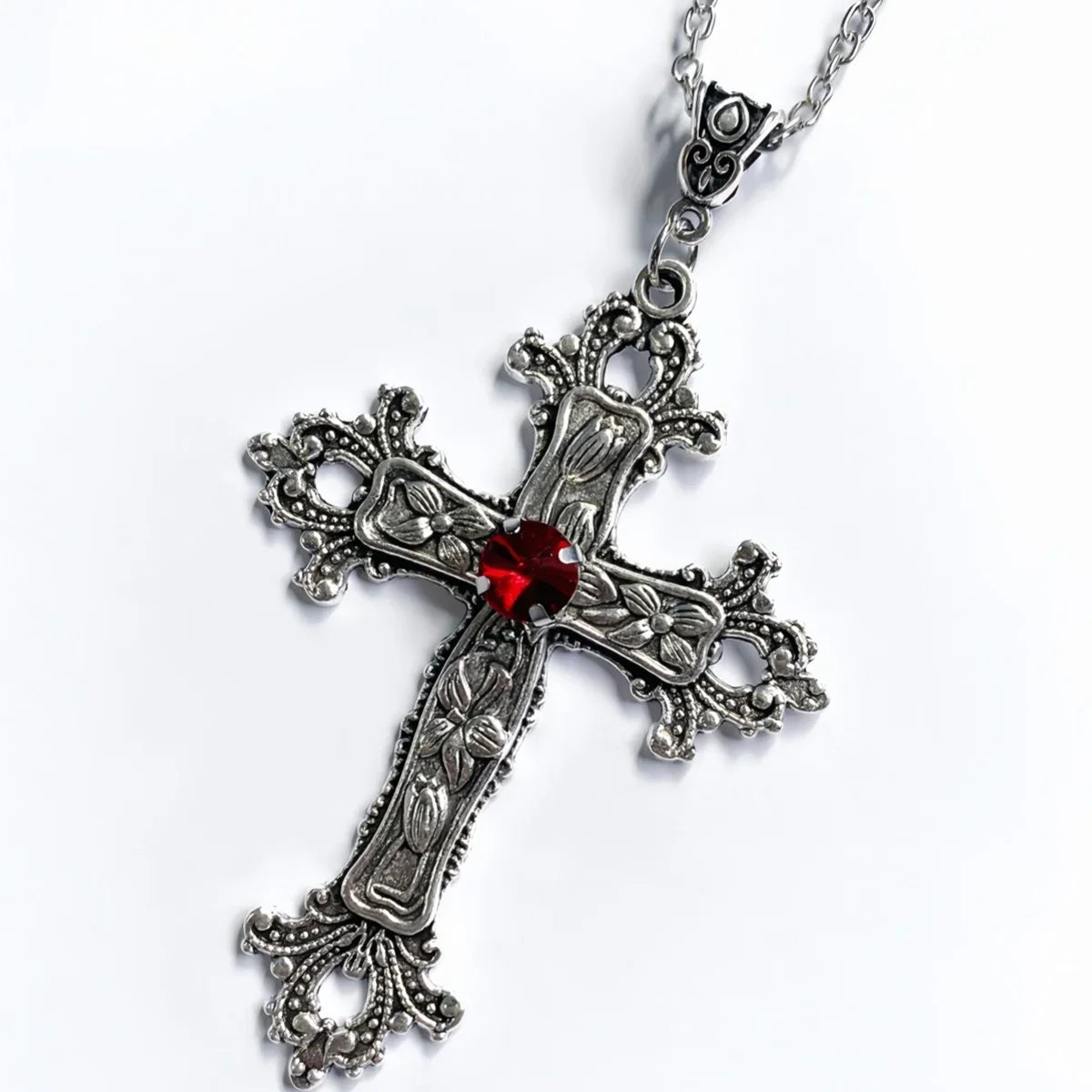 Punk Crystal Big Cross Pendant Necklaces