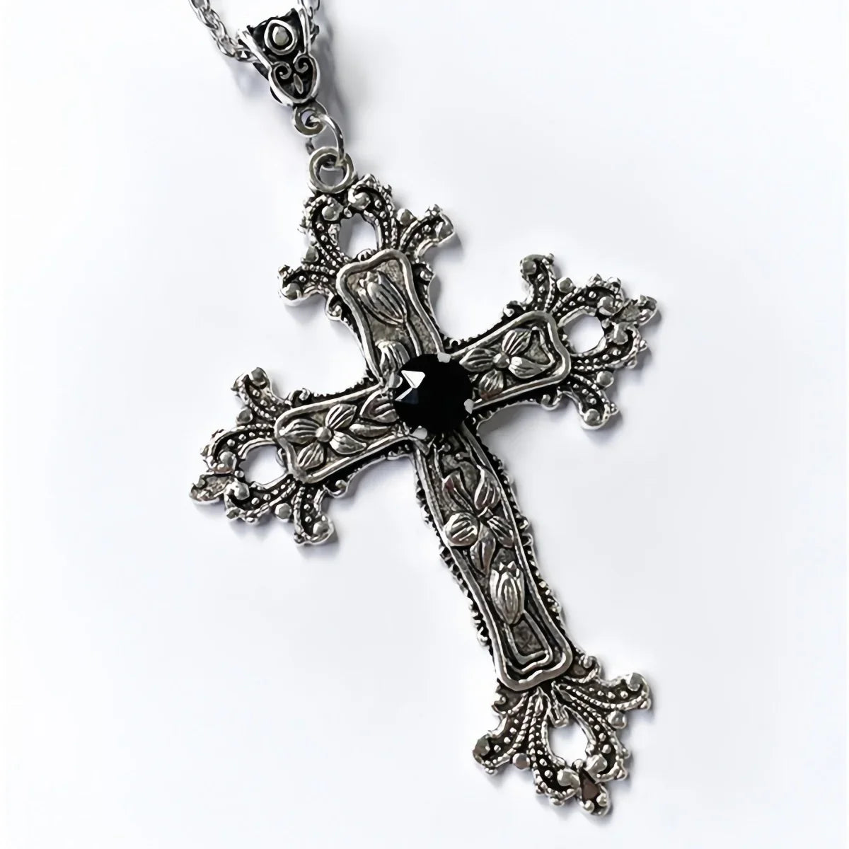 Punk Crystal Big Cross Pendant Necklaces
